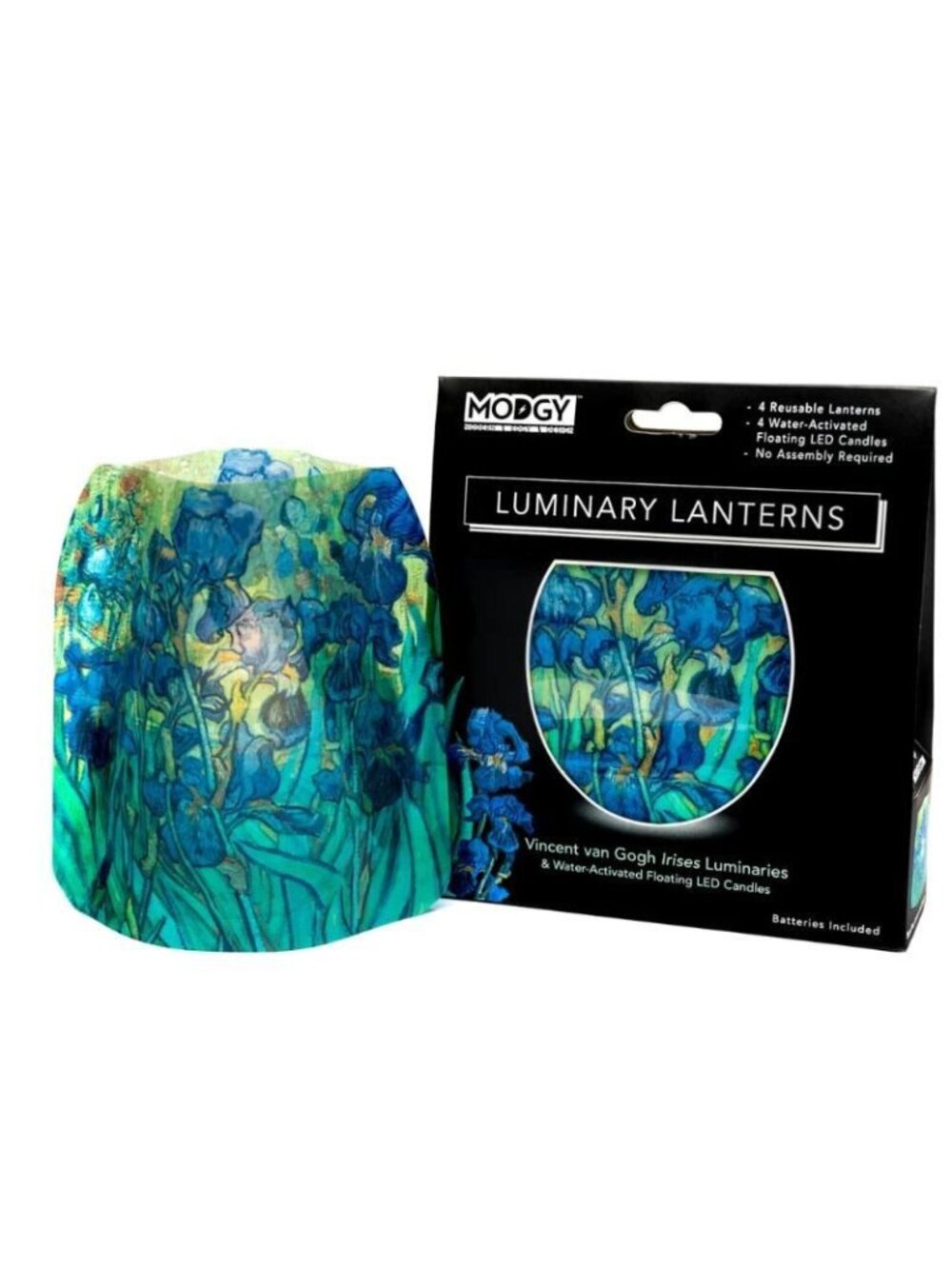 Blue Iris Flower Vase Luminary Lantern Set Of 4 Flameless Floating LED Candles - Picture 5 of 16
